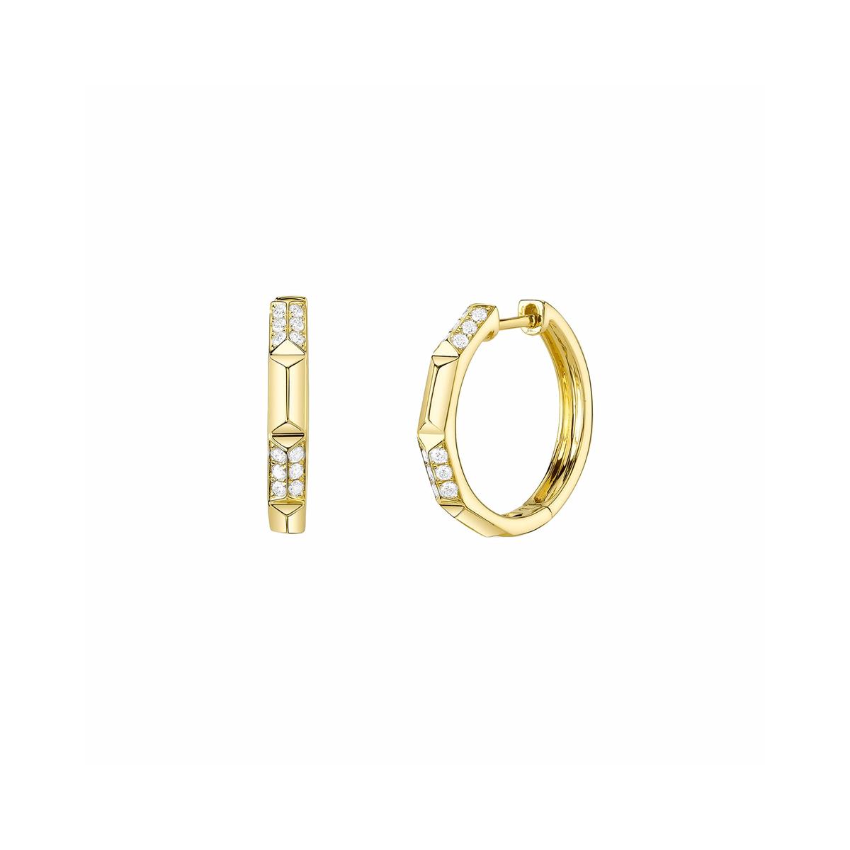 London Collection 14k Geometric Diamond Hoop Earrings