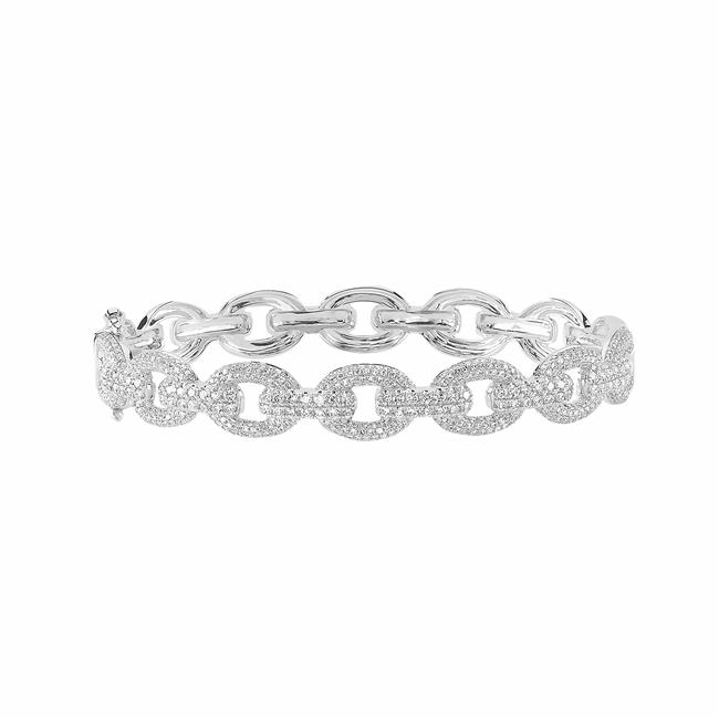 London Collection 14k White Gold Pave Diamond Link Bracelet