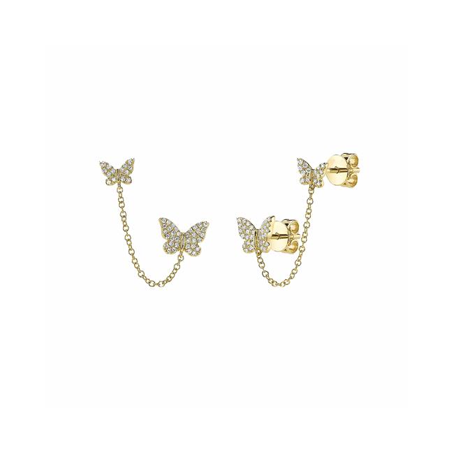 London Collection 14k Yellow Gold Butterfly Chain Earrings