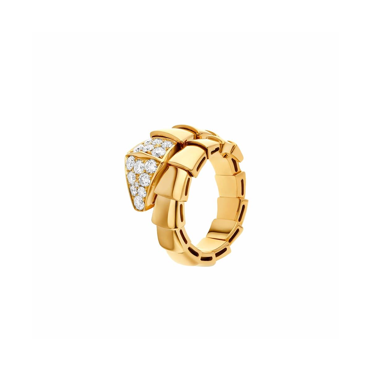 Bvlgari Serpenti Viper 18k Yellow Gold Pave Diamond Ring