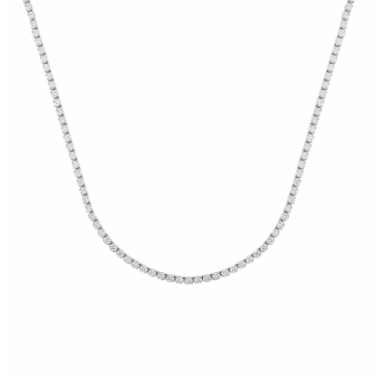 London Collection 14k White Gold Diamond Micro Tennis Necklace