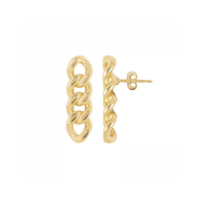 London Collection 14k Yellow Gold Cuban Link Earrings