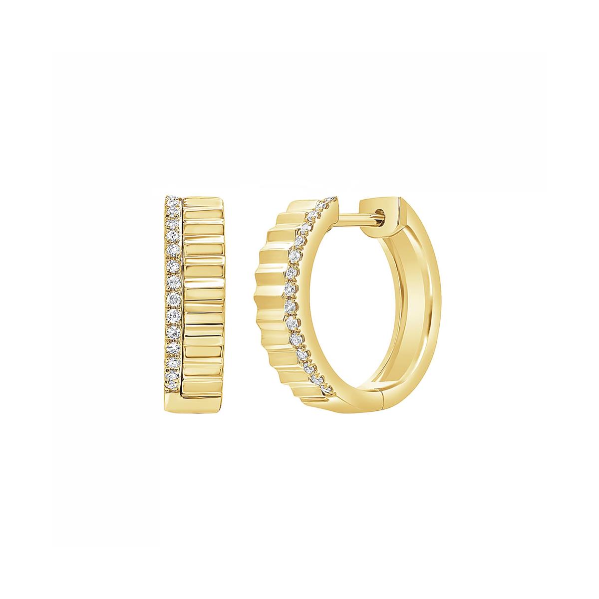 London Collection 14k Diamond Fluted Hoop Earrings