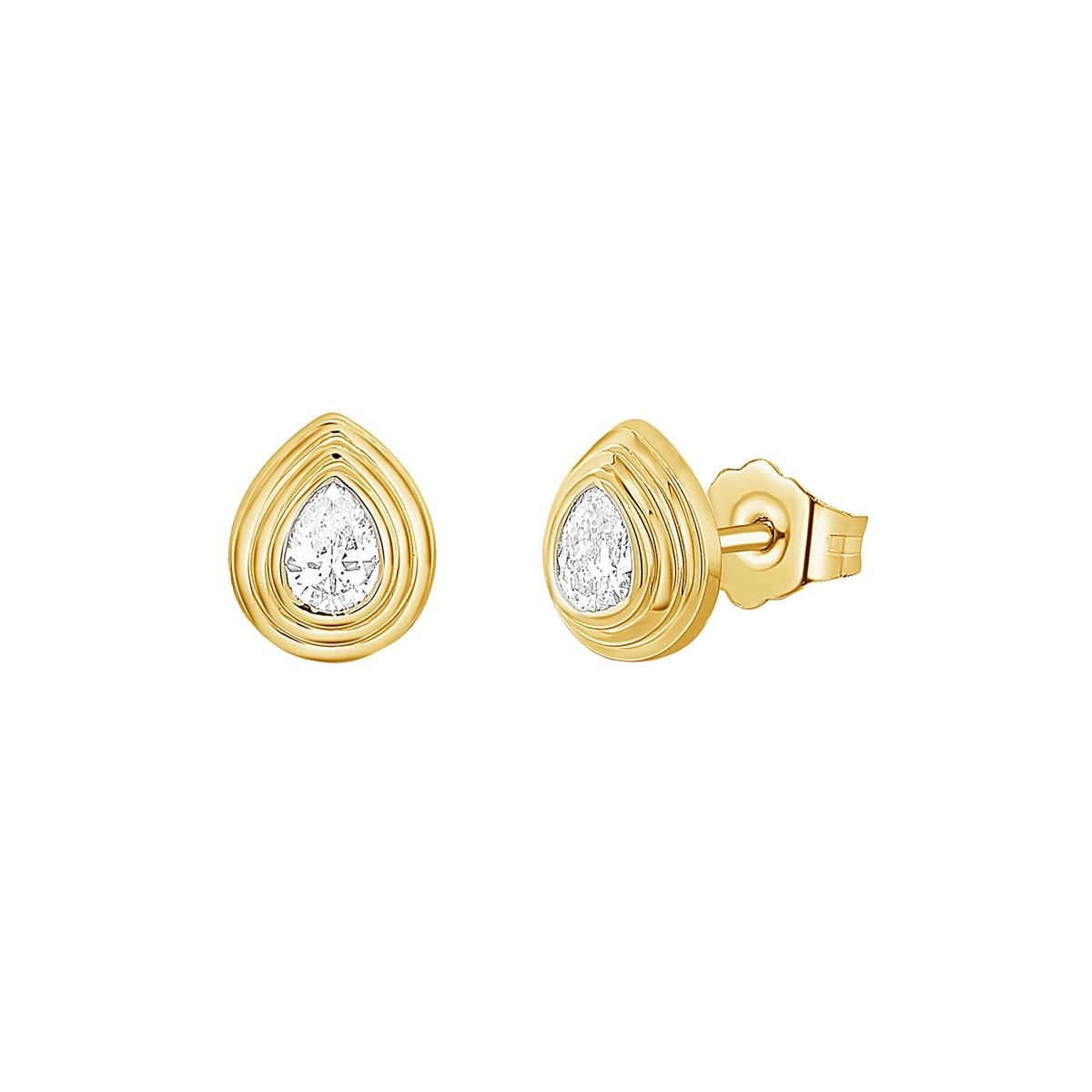 London Collection 14k Bezel Set Stud Earrings