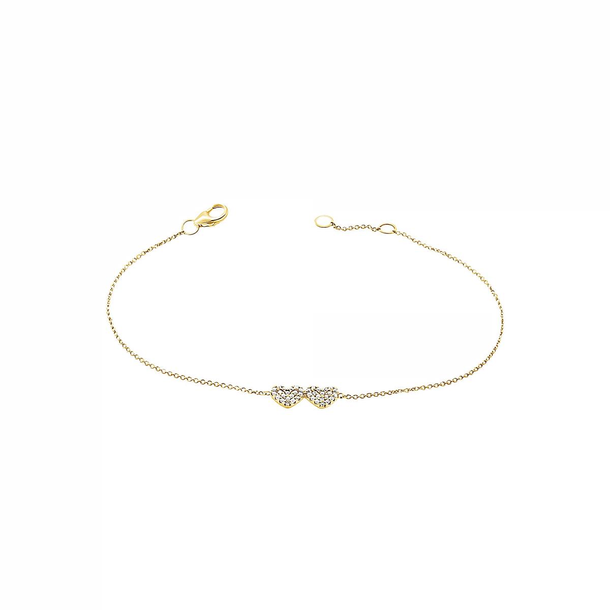 London Collection 14k Double Diamond Heart Bracelet