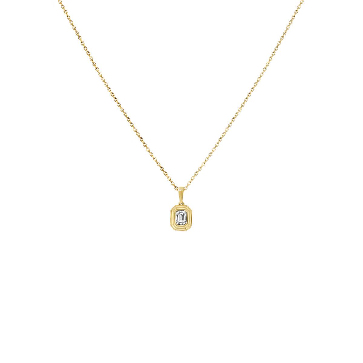 London Collection 14k Double Bezel Diamond Pendant Necklace