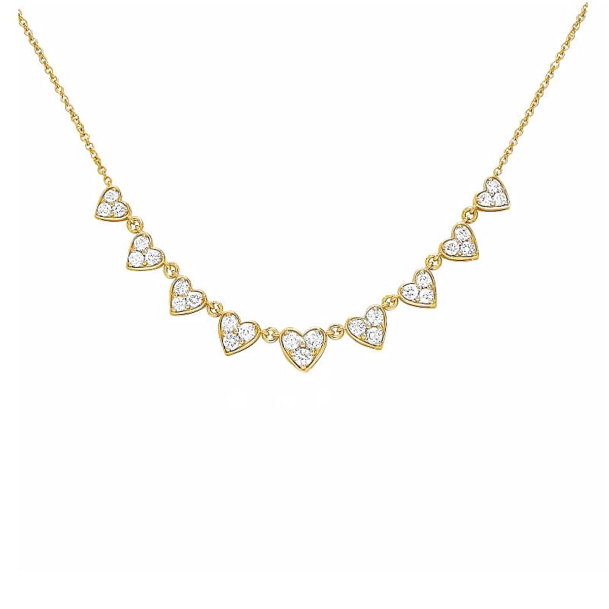 London Collection 14k Yellow Gold Pave Diamond Heart Necklace 