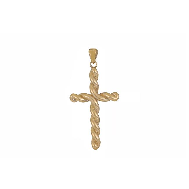 London Collection 14k Yellow Gold Large Twisted Cross Pendant
