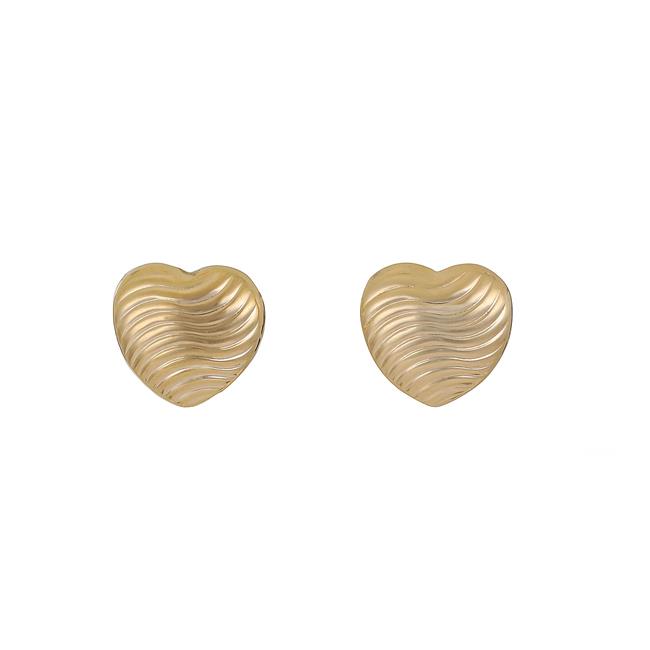 London Collection 14k Yellow Gold Wavy Heart Studs