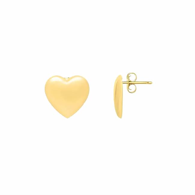 London Collection 14k Yellow Gold Puffed Heart Stud Earring