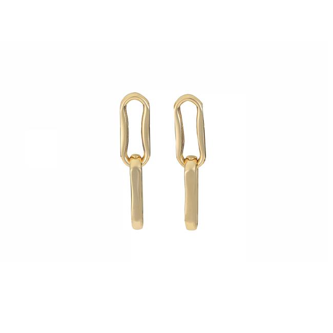 London Collection 14k Yellow Gold Pinched Oval Drop Earrings