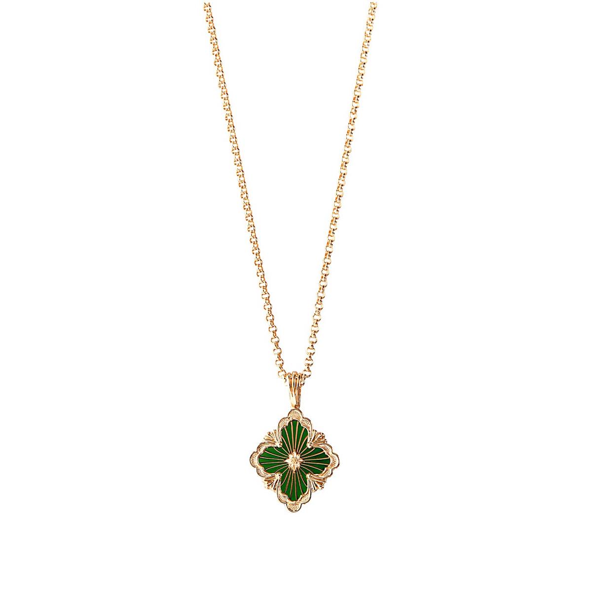 Buccellati Opera Tulle 18k Yellow Gold Enamel Medium Motif Pendant Necklace