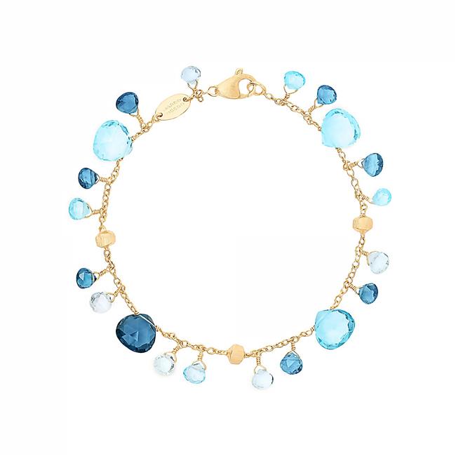 Marco Bicego Paradise 18k Yellow Gold Mixed Blue Topaz Single Strand Bracelet