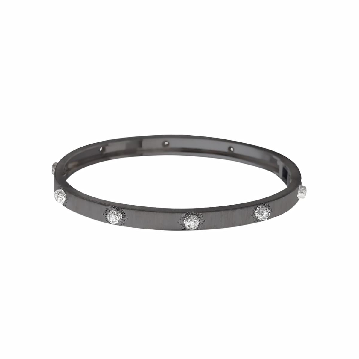 Buccellati Macri Classica Two Tone Banded Diamond Bangle Bracelet
