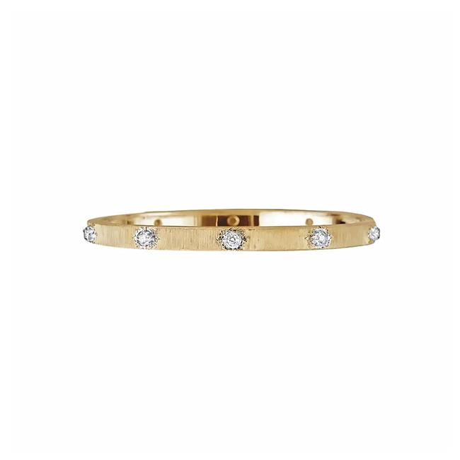 Buccellati Classica Macri 18k Yellow Gold and Diamond Bangle Bracelet Size 15