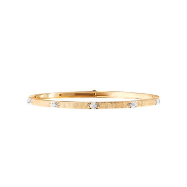 Buccellati Macri Classica 18k Yellow and White Gold Diamond Bangle Bracelet 3mm