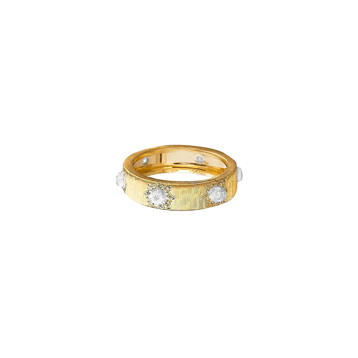 Buccellati Macri Classica 18k Two Tone Diamond Eternelle Band