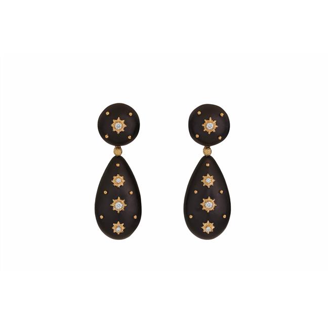 Buccellati Marci 18k Black Gold Diamond Pendant Earrings