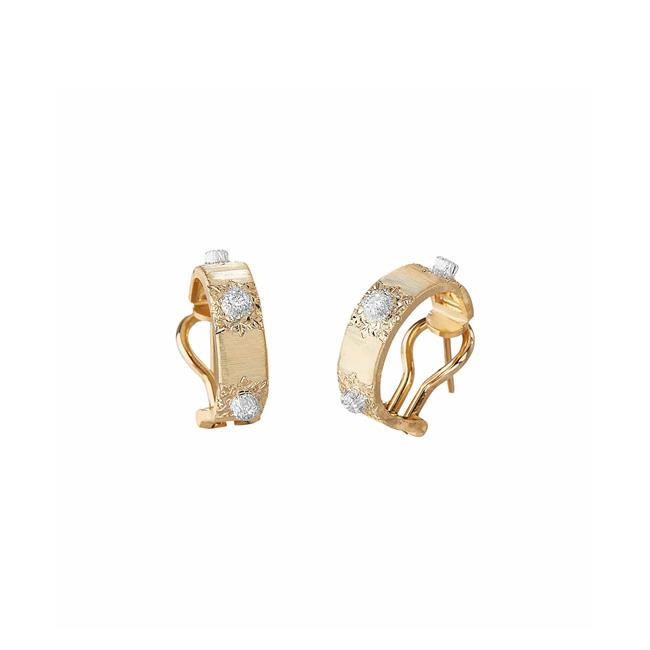 Buccellati Marci Classica 18k Gold Diamond Huggie Earrings