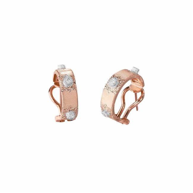 Buccellati Marci Classica 18k Gold Diamond Huggie Earrings