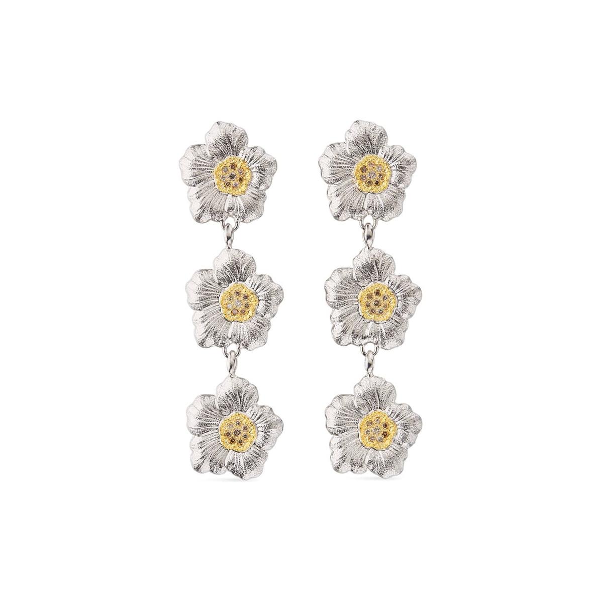 Buccellati Blossoms Sterling Silver Vermeil & Diamond Drop Earrings