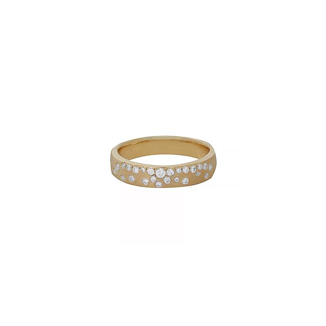 London Collection 14k Yellow Gold Scattered Confetti Satin Diamond Band