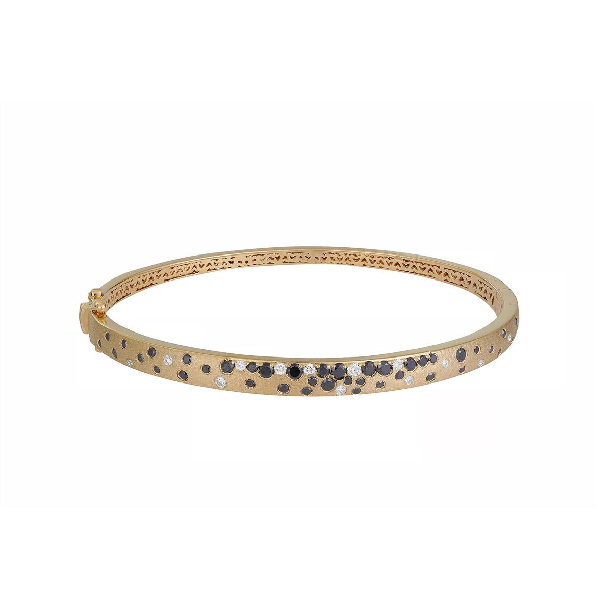 London Collection 14k Black and White Scattered Diamond Bangle