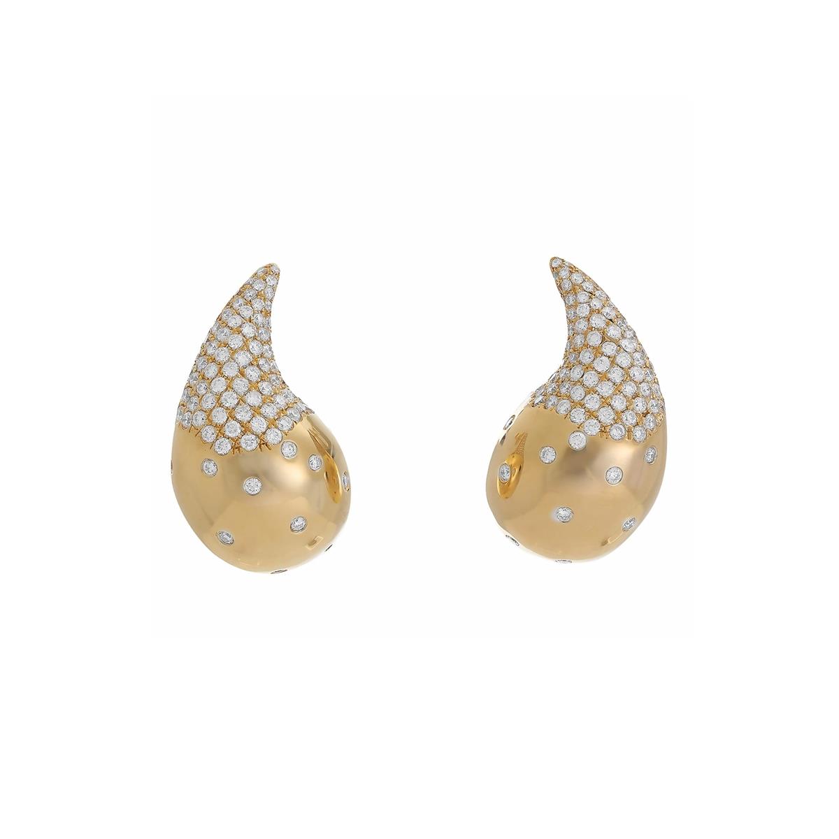 London Collection Yellow Gold Diamond Teardrop Earrings