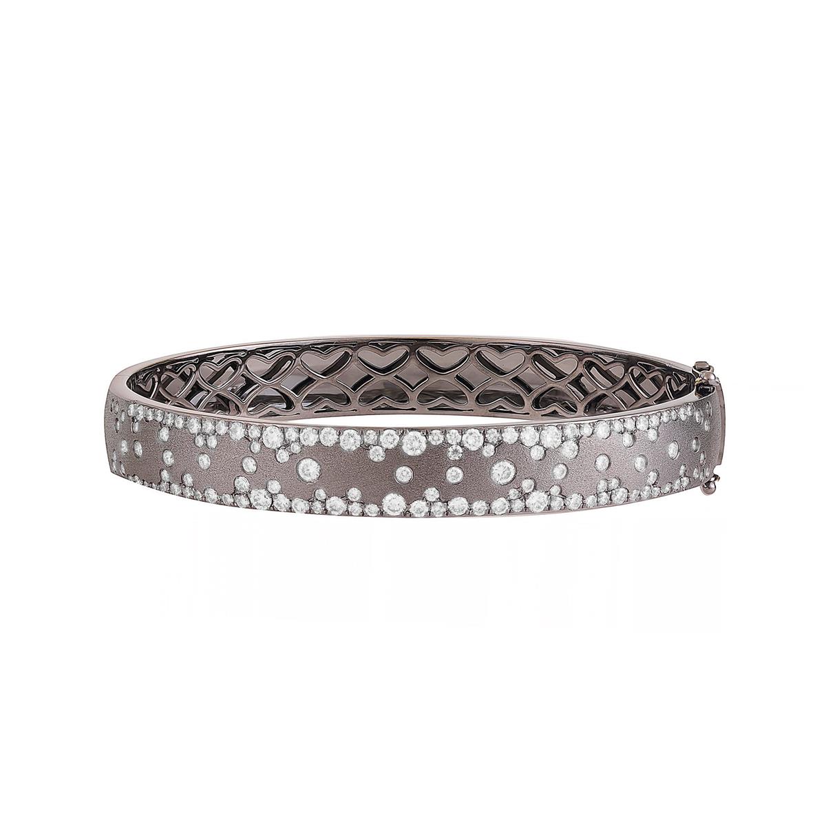 London Collection Black Gold Scattered Diamond Bangle