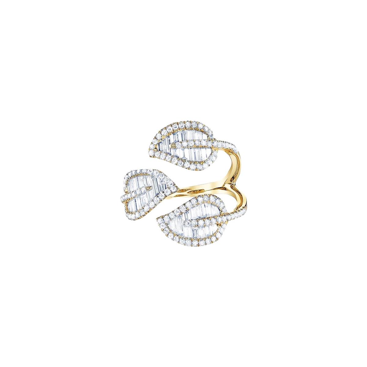 Anita Ko Tri Leaf 18k Yellow Gold Diamond Wrap Ring