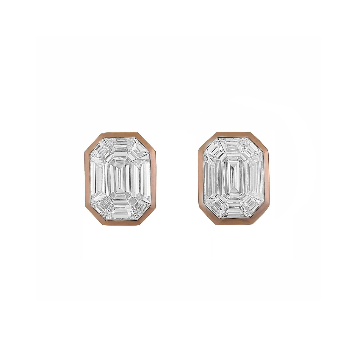 London Collection Rose Gold Mosaic Diamond Earrings