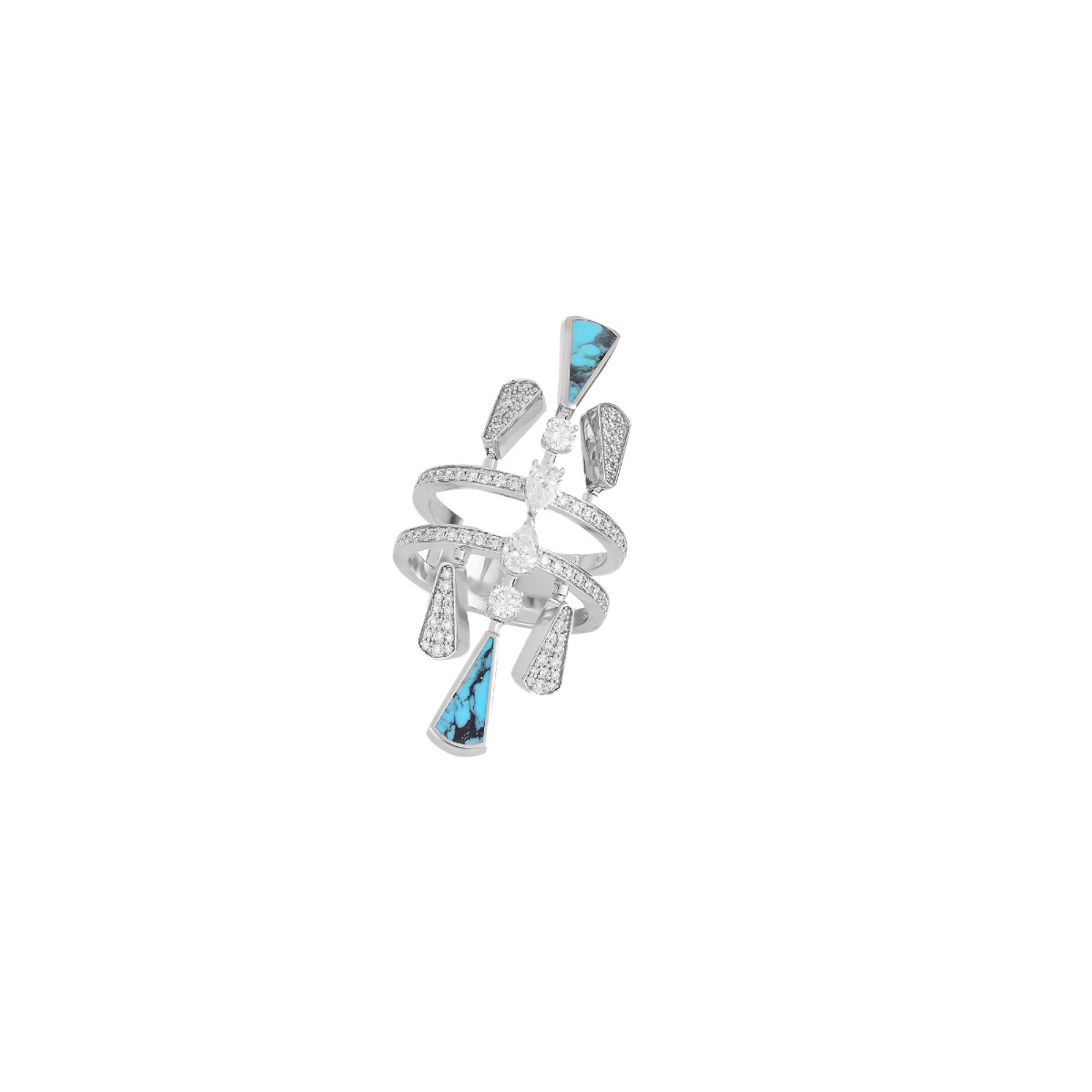 Messika Velvet Rope 18k Diamond and Turquoise Ring