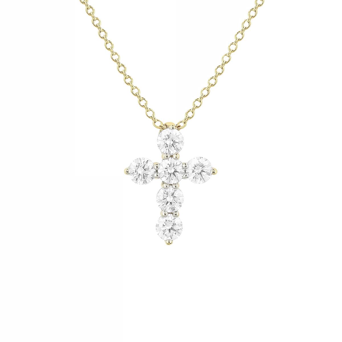 London Collection 14k Gold Diamond Cross Pendant Necklace 0.35cts