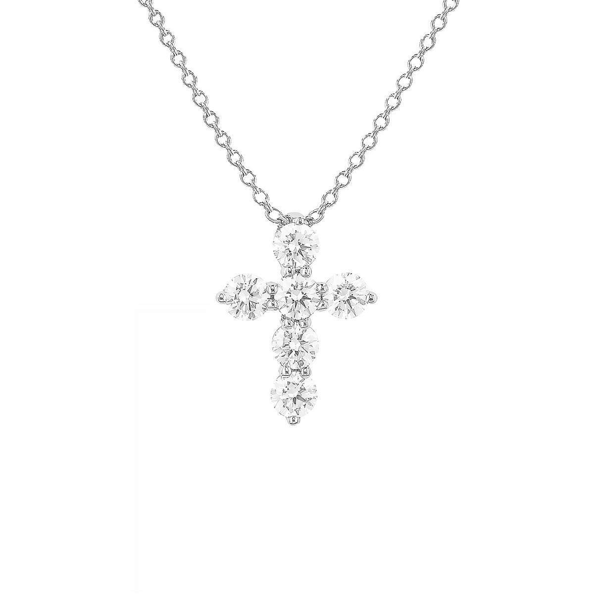 London Collection 14k Gold Diamond Cross Pendant Necklace 0.35cts