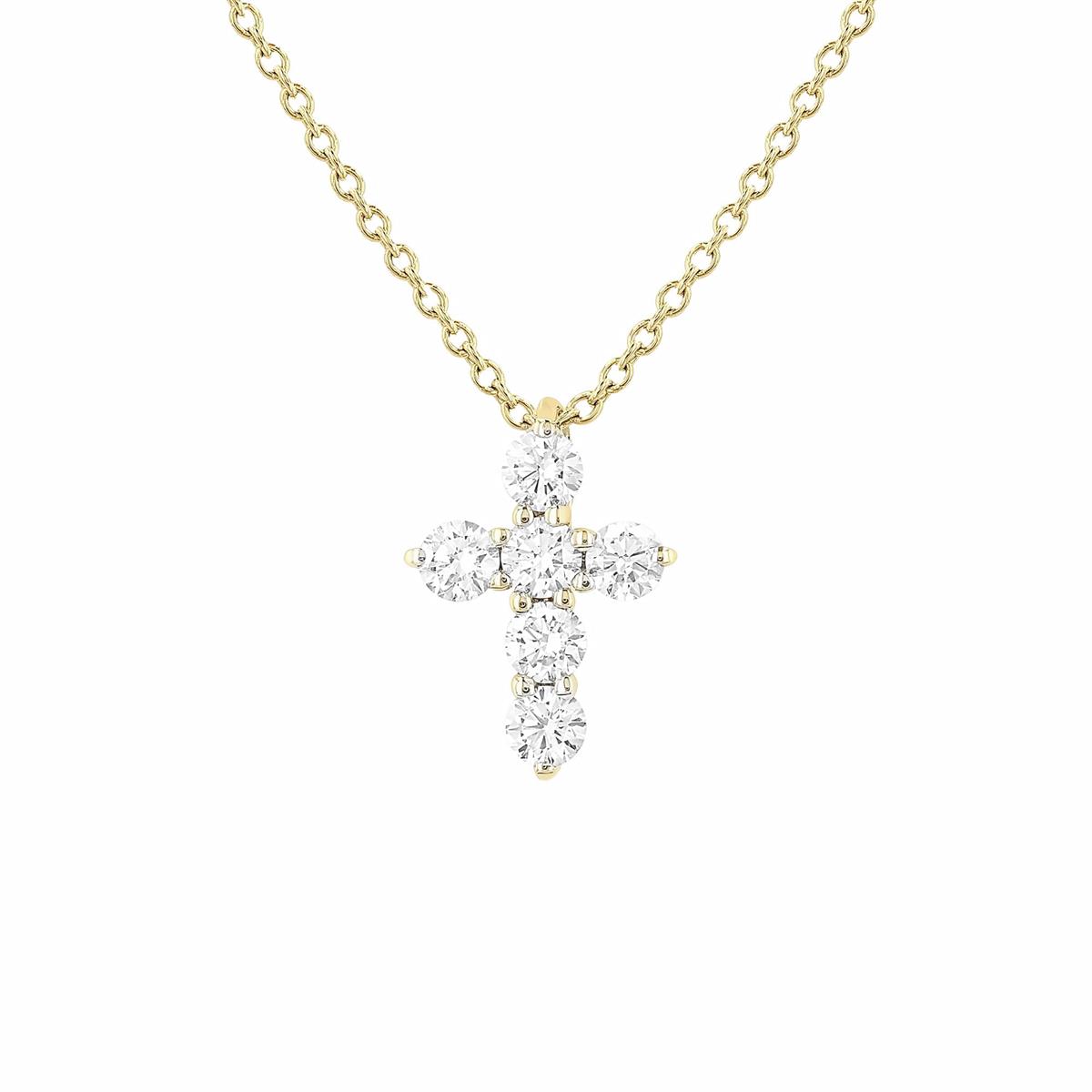 London Collection 14k Gold Diamond Cross Pendant Necklace 0.25cts