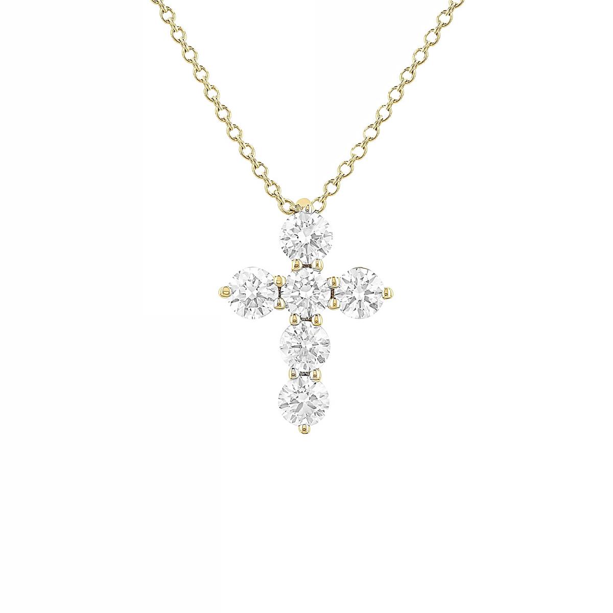 London Collection 14k Gold Diamond Cross Pendant Necklace 0.50cts