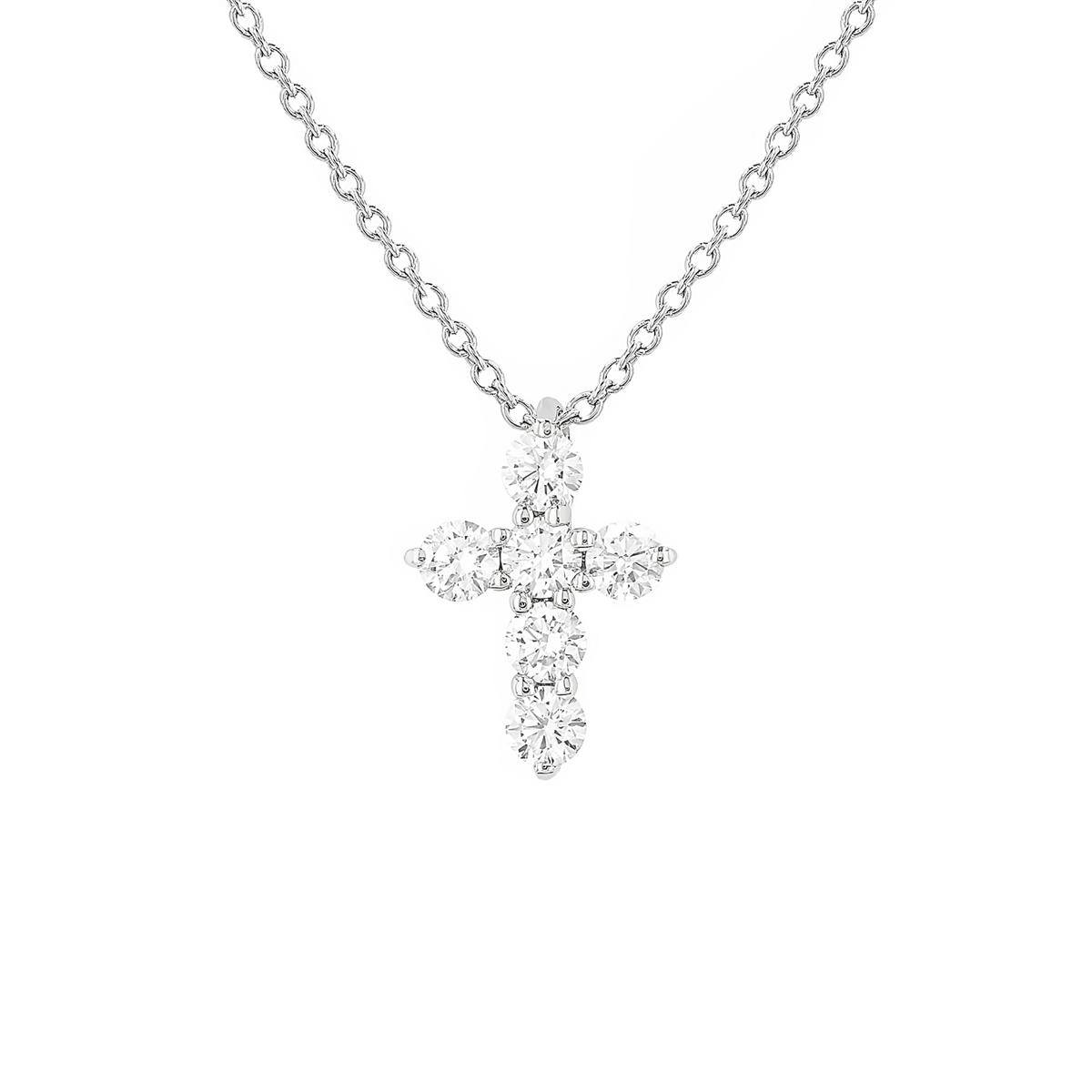 London Collection 14k White Gold Diamond Cross Pendant Necklace 0.25cts