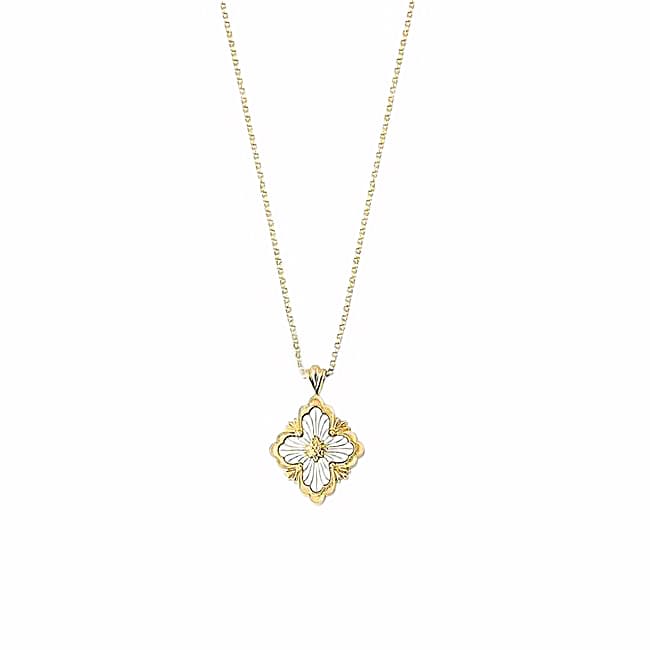 Buccellati Opera Tulle 18k Yellow Gold Mother Of Pearl Big Motif Pendant Necklace