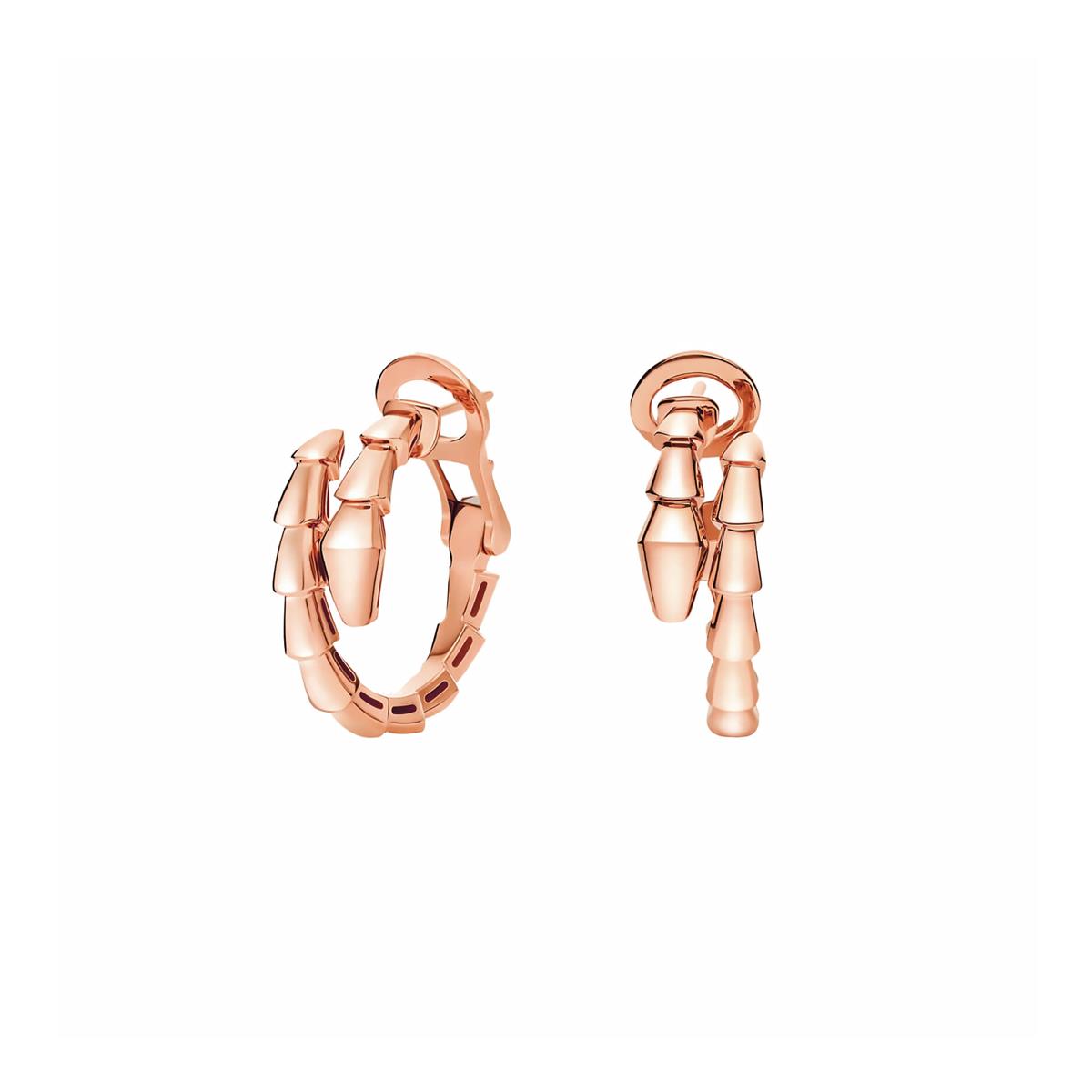 Bvlgari Serpenti Viper Rose Gold Hoop Earrings 