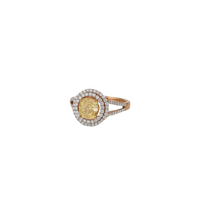 London Collection 18k Rose Gold Yellow Diamond Split Shank Ring