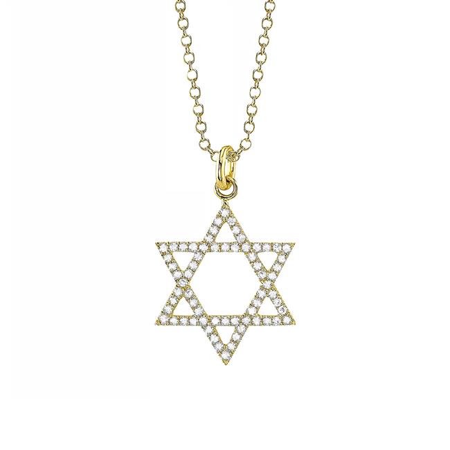 London Collection 14k Yellow Gold Diamond Star of David Necklace 0.15cts