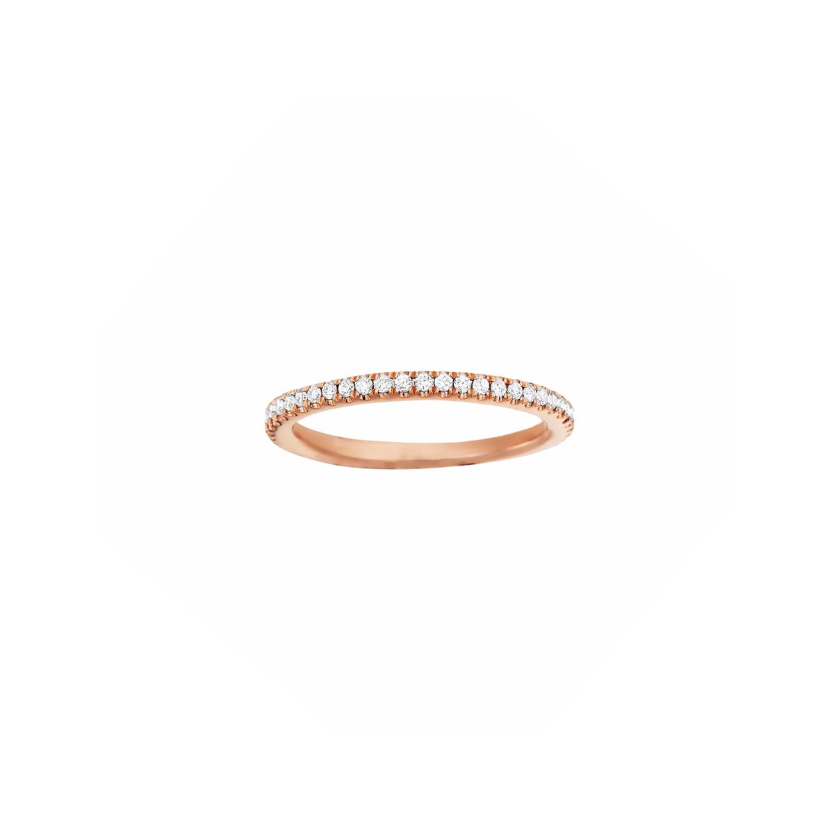 Henri Daussi 18k Gold Half Pave Diamond Band