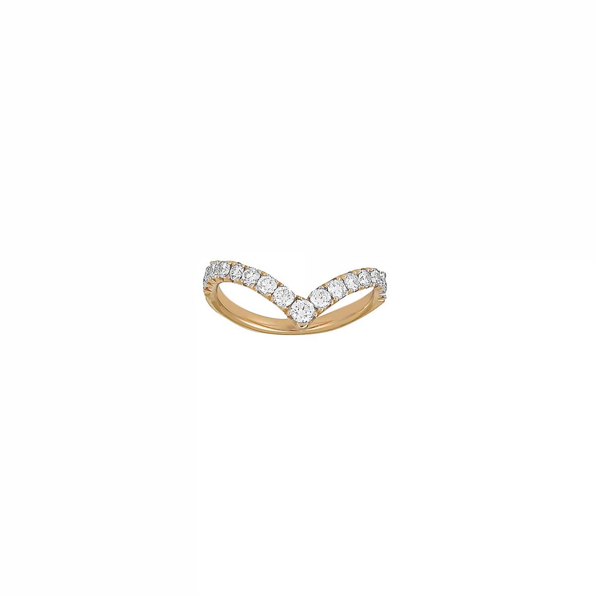 Henri Daussi Yellow Gold Pave Diamond V Band