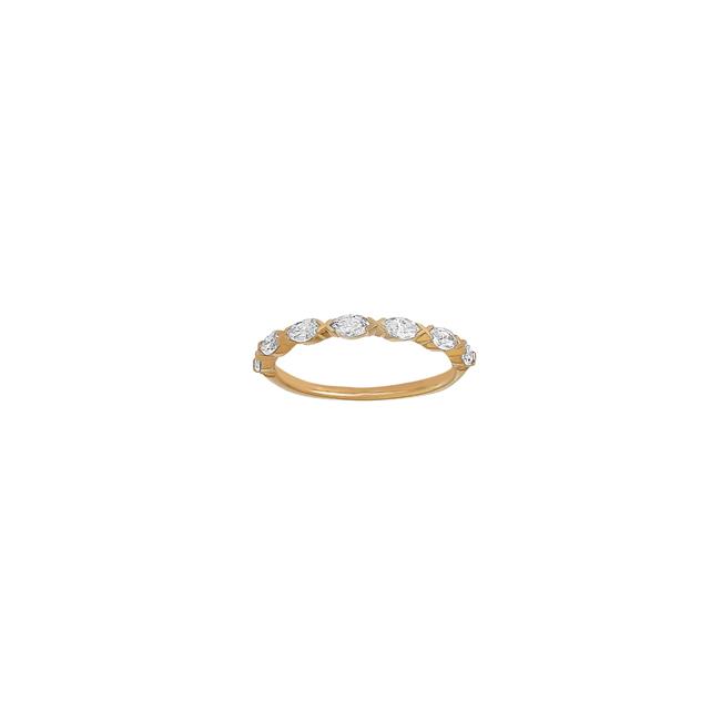 Henri Daussi 14k Yellow Gold Marquise Diamond V Prong Ring