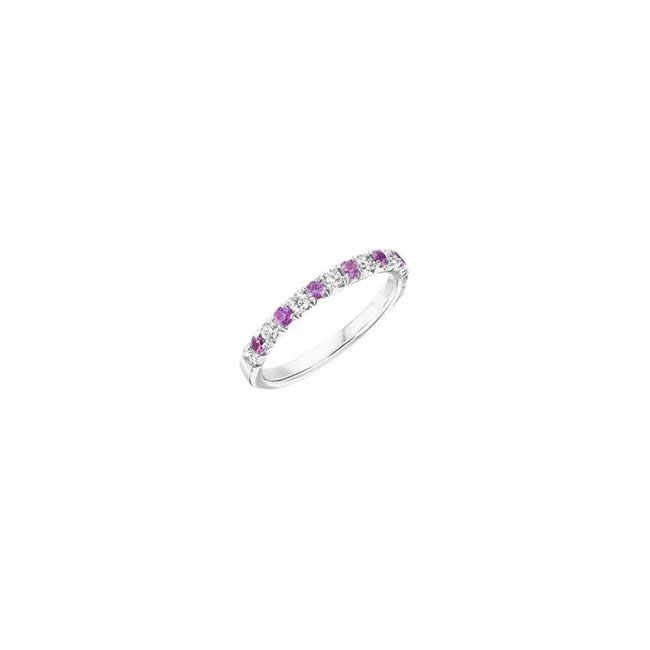 Henri Daussi 14k White Gold Diamond and Pink Sapphire Ring