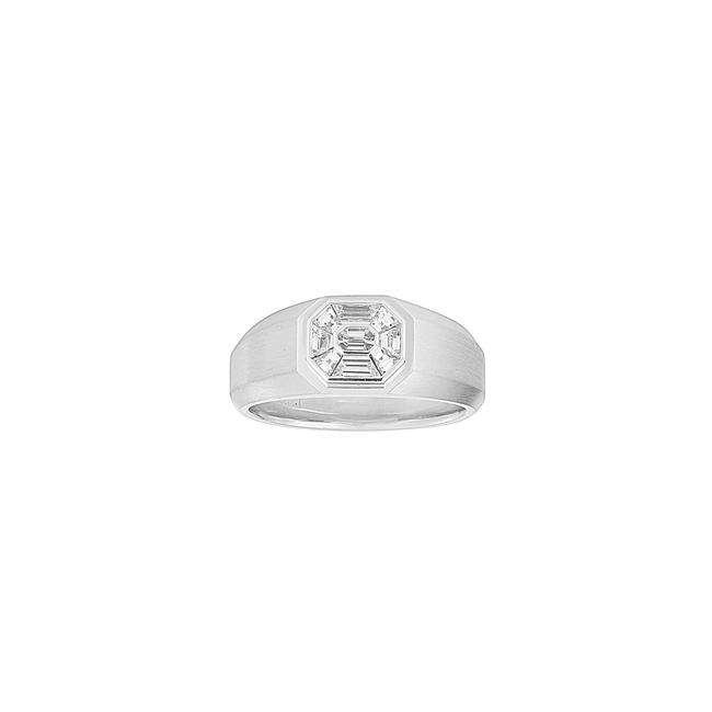 Henri Daussi 14k White Gold Baguette Diamond Band