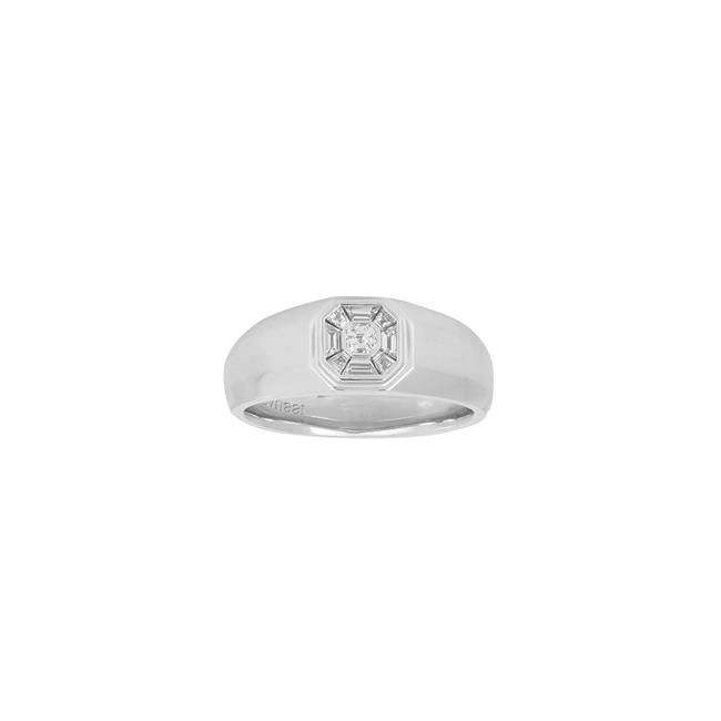 Henri Daussi 14k White Gold 9 Baguette Diamond Ring