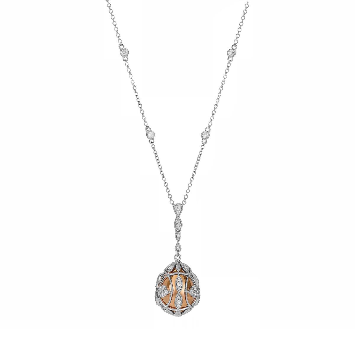 London Collection 18k Two Tone Drop Pendant Necklace