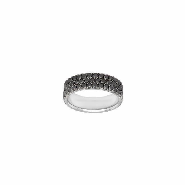 Henri Daussi 14k White Gold Black Diamond Eternity Band
