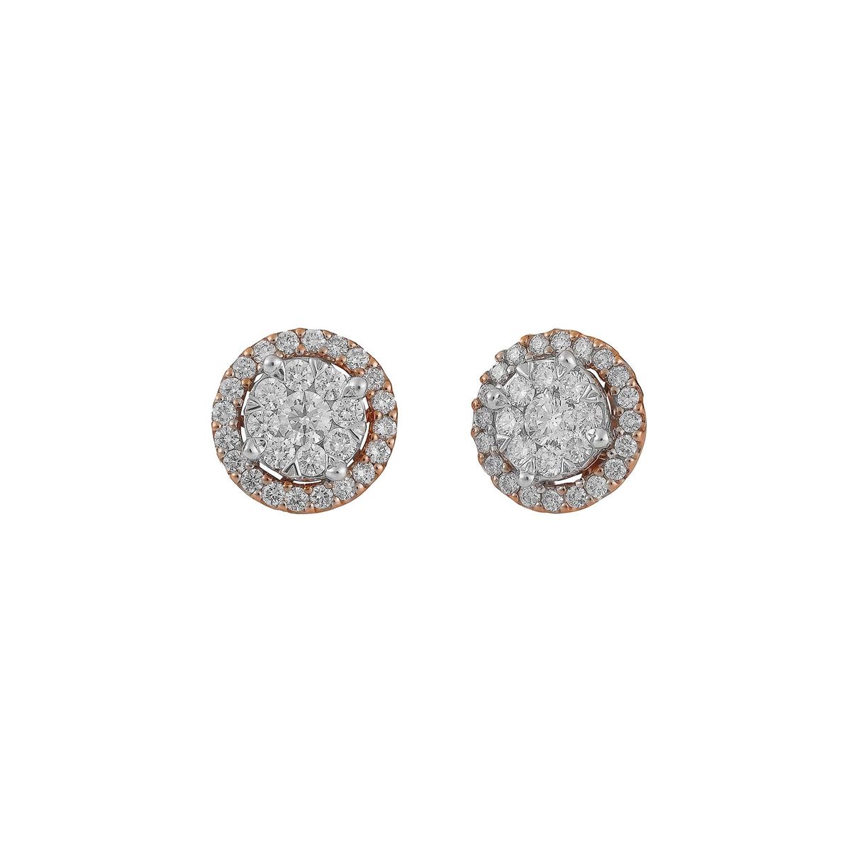 London Collection 14k Pink Gold Diamond Halo Stud Earrings